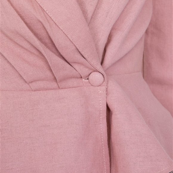Willa Pink Peplum Button Top - Picture 4 of 6